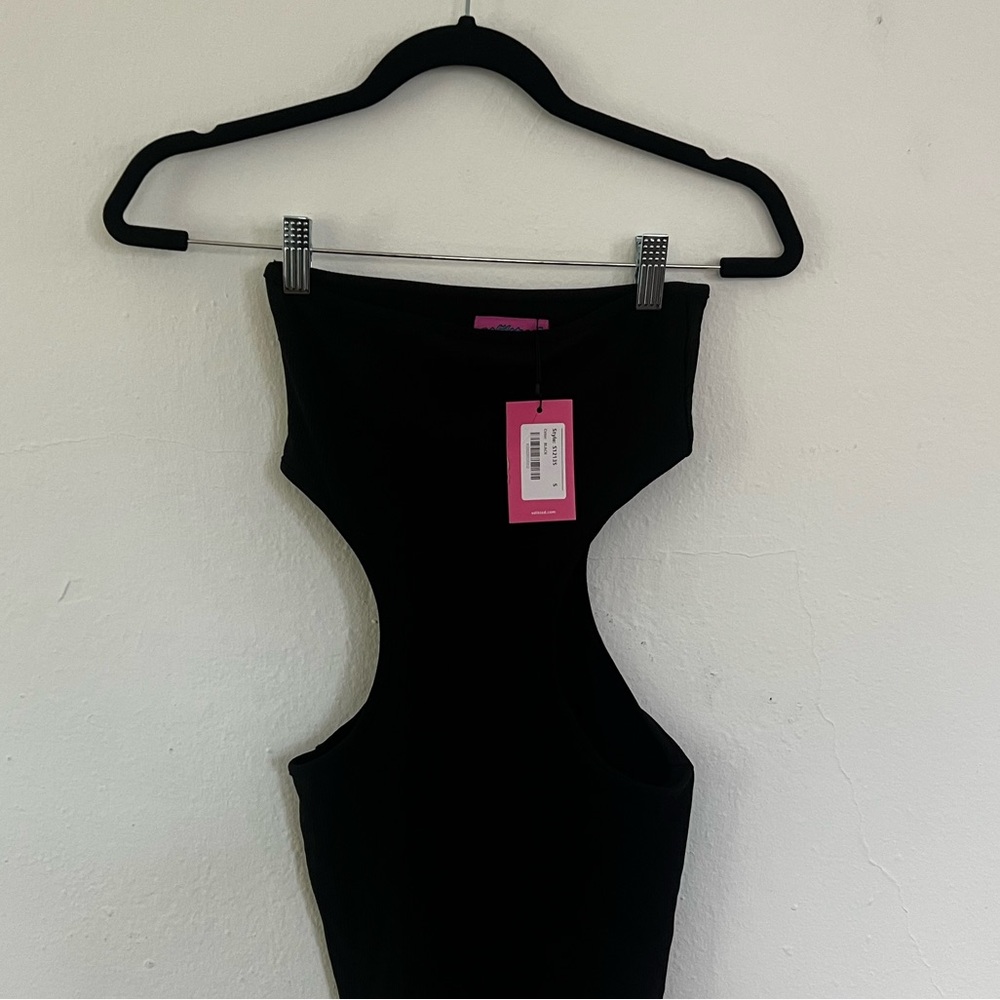 Edikted black mini dress with cutouts